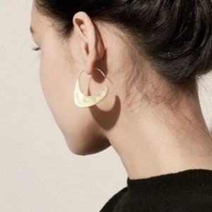 Geometric Minimalist Hammered Gold Hoop Earrings